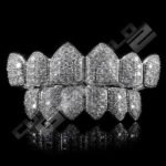 White Gold Plated CZ Cluster Premium Grillz - Image 2
