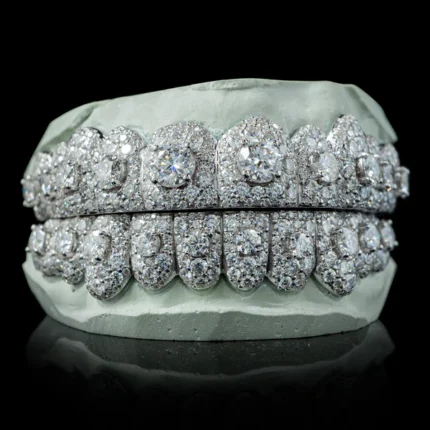 Iced VVS Moissanite Grillz with Large Center Stone